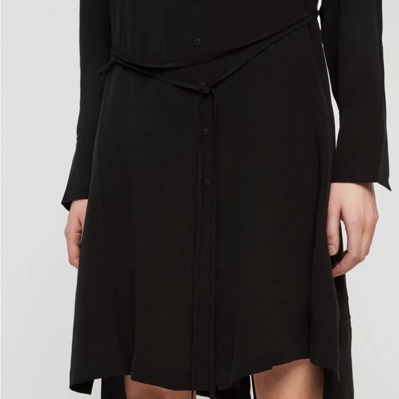 ALLSAINTS Black Anya Long Sleeve Button Down Dress - Picture 2 of 16